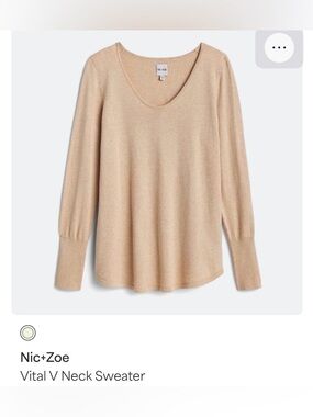 NIC+ZOE | NWT Vital V-Neck Sweater TAN| XL